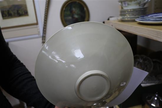 A Chinese cream glazed bowl on stand